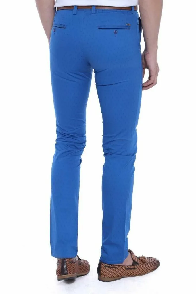 5 Pockets Sax Blue Men Pants - Wessi