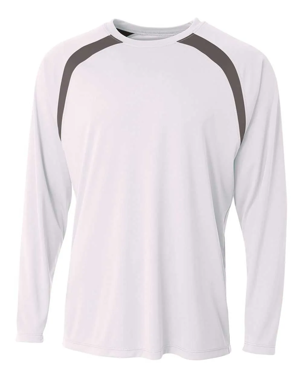 A4 N3003 Spartan Long Sleeve Color Block Crew - White Graphite