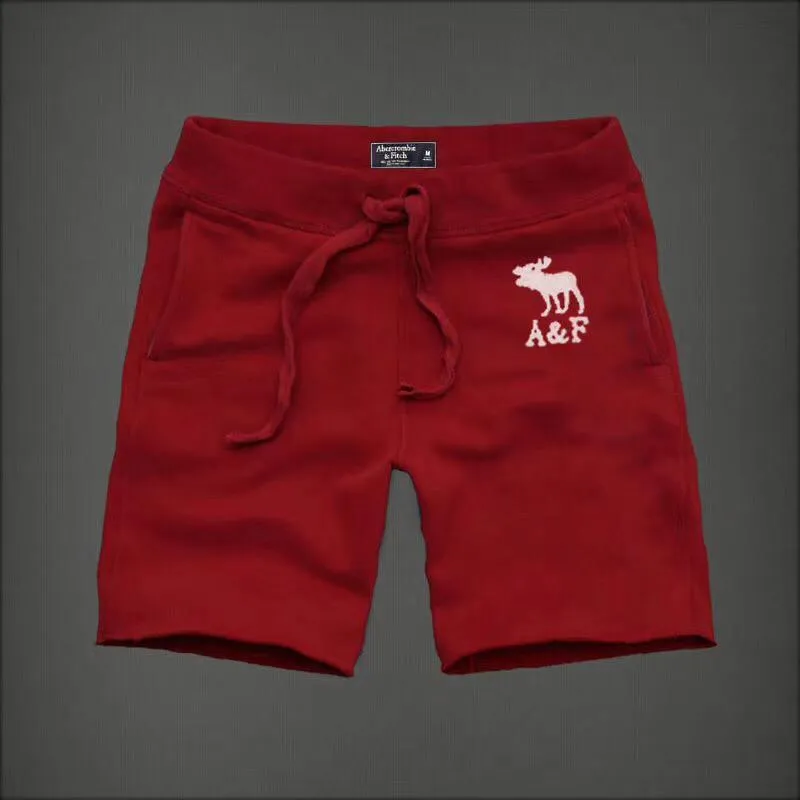 Abercrombie And Fitch Men's With White Created Logo Jogger Shorts-Red