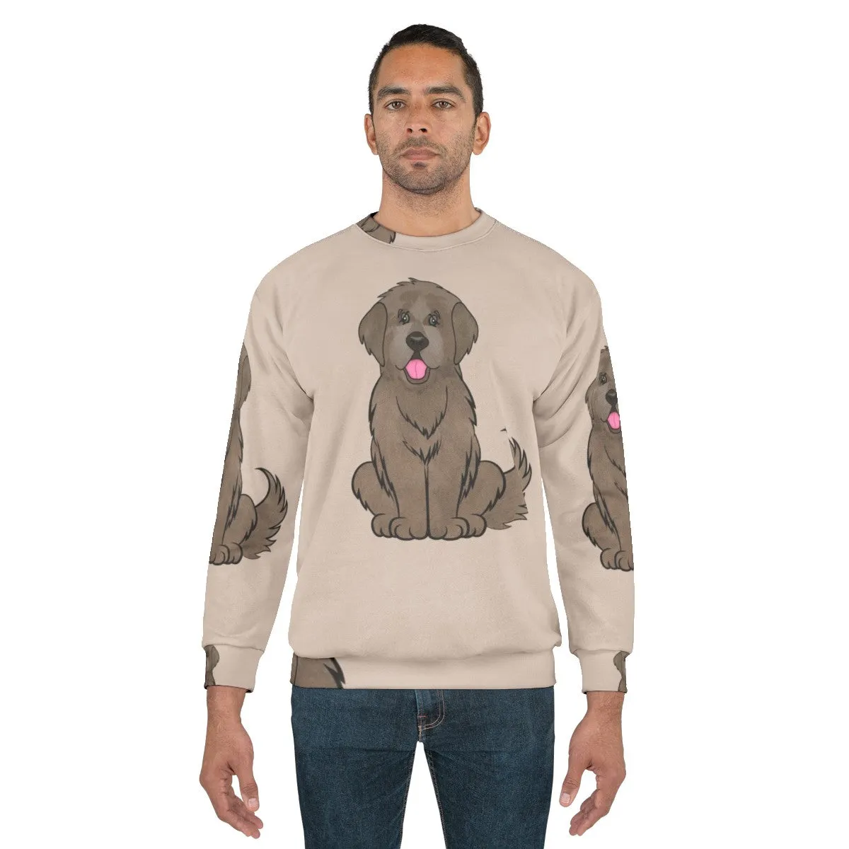 Adorable Newfoundland Sweatshirt with Cartoon Dog Design