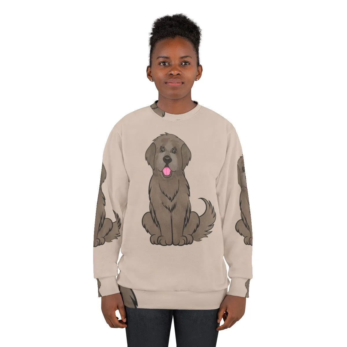 Adorable Newfoundland Sweatshirt with Cartoon Dog Design