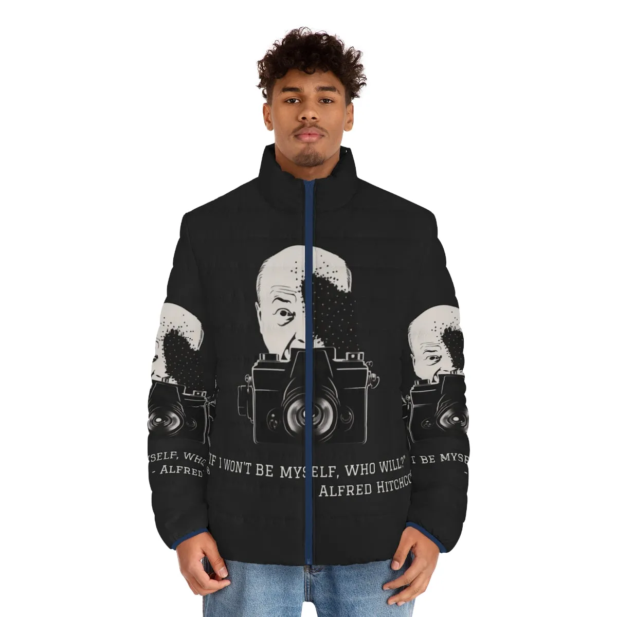 Alfred Hitchcock Quote Puffer Jacket | Hitchcock Fan Apparel