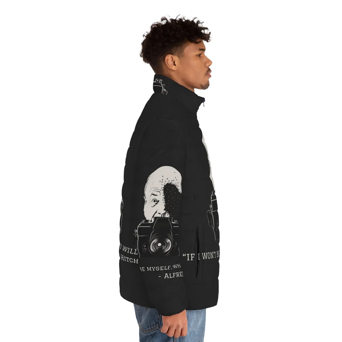 Alfred Hitchcock Quote Puffer Jacket | Hitchcock Fan Apparel