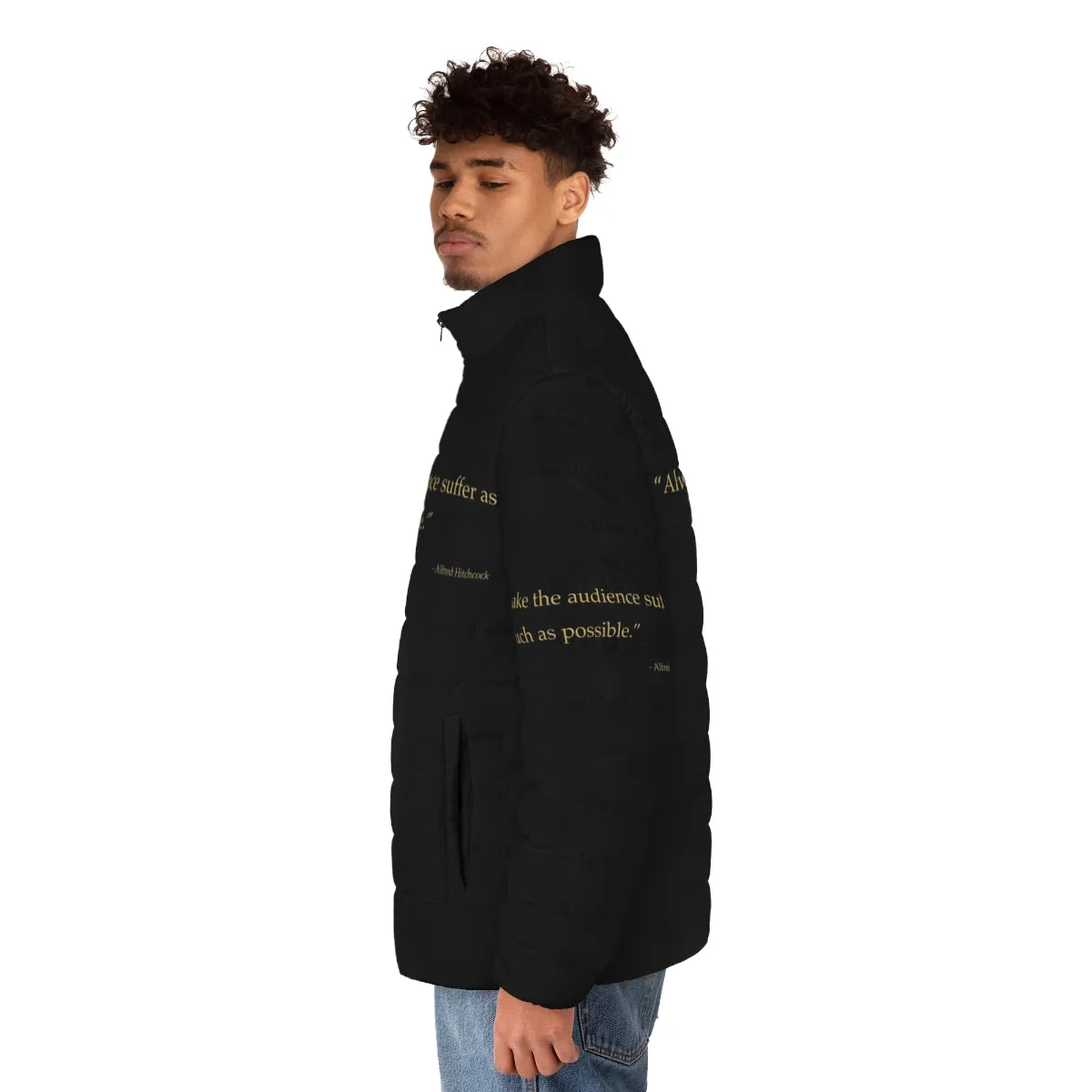 Alfred Hitchcock Quote Puffer Jacket | Hitchcock Fan Apparel