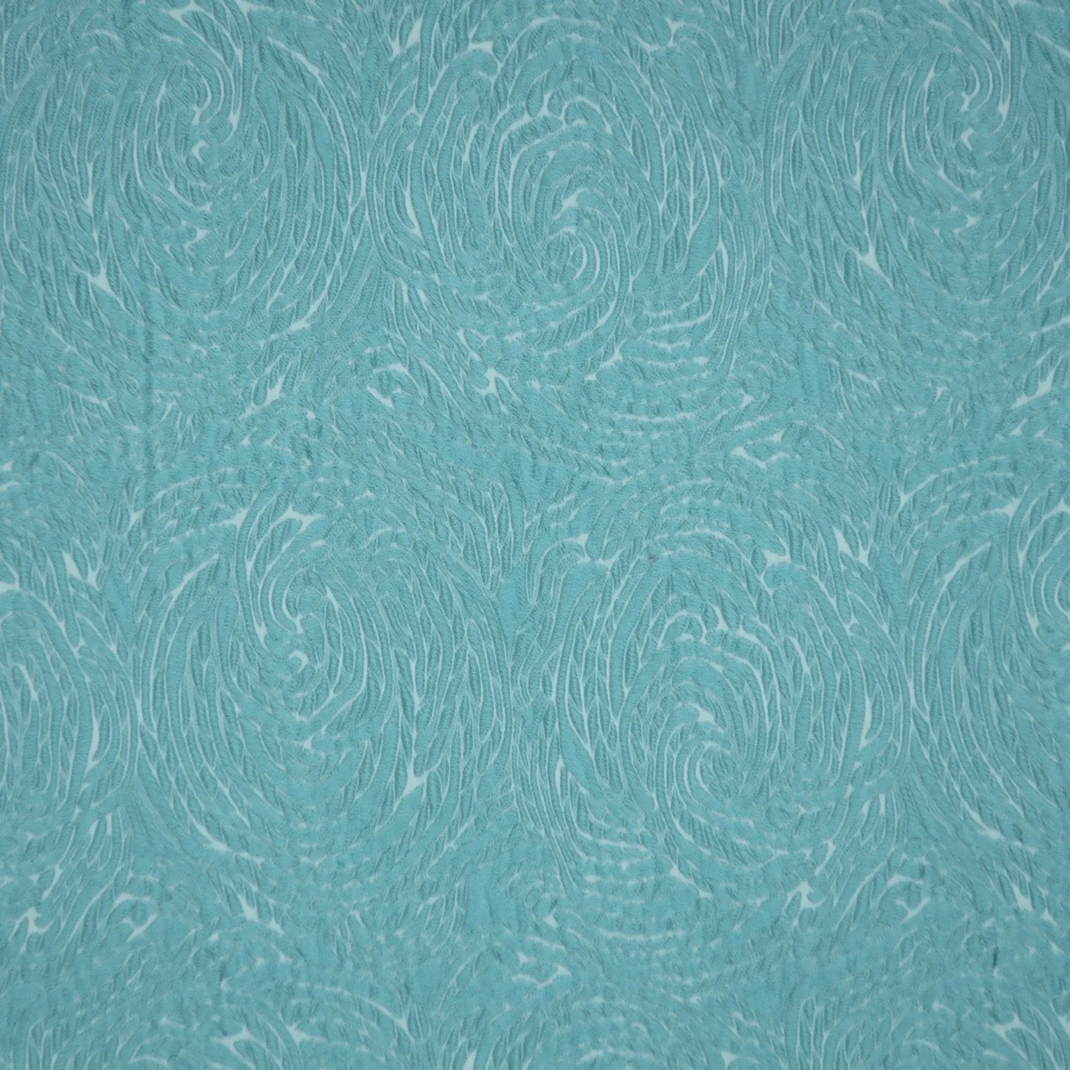 Aqua and White Double Face Reversible Abstract Textured Brocade Fabric