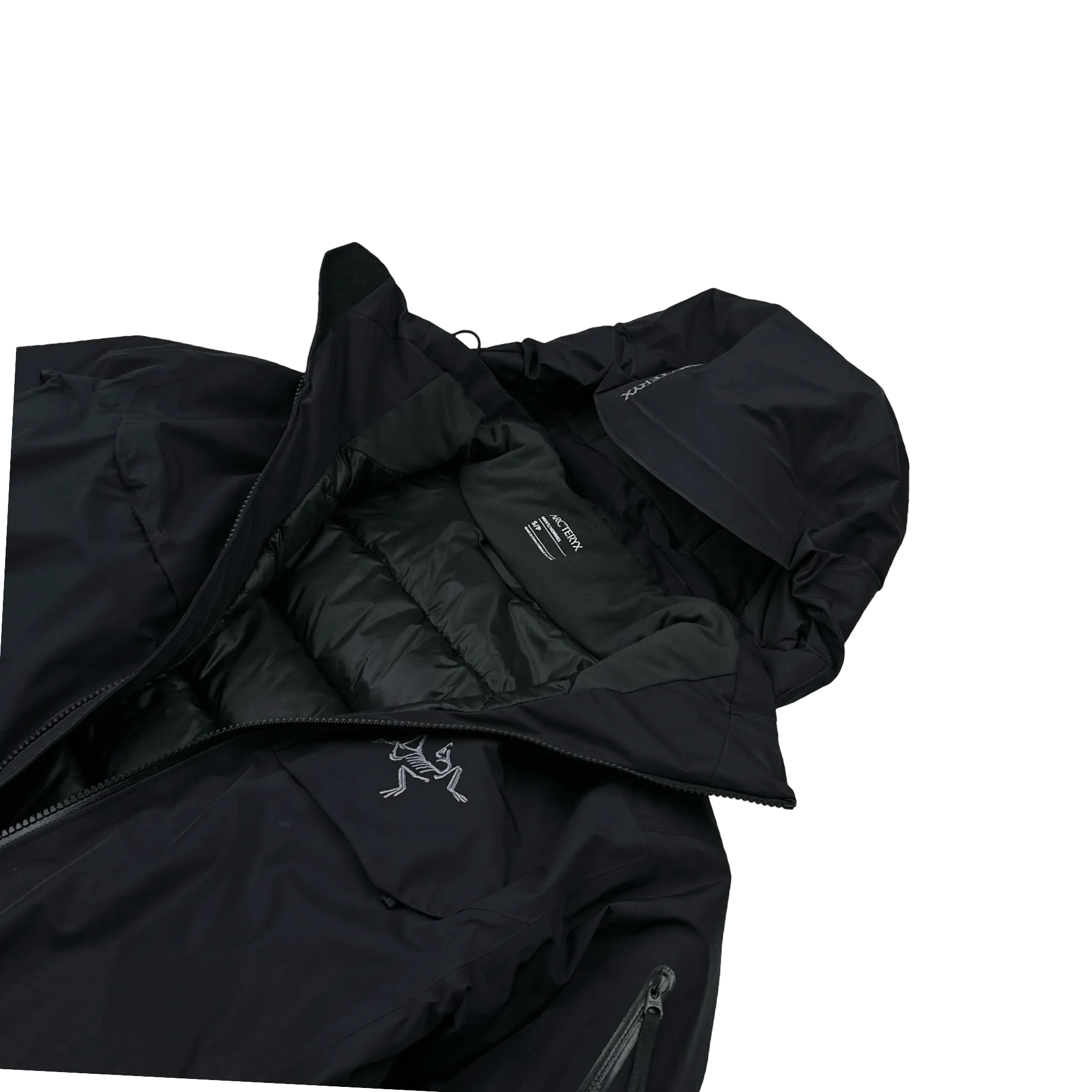 Arcteryx Black Macai Down Filled Gore-Tex Drop Hood Jacket - Medium