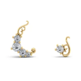 Artisan Ethical Gold and Diamond Asymmetric Stud Earrings