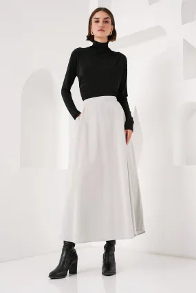 BGD Women Woman Pocket Detailed Long Skirt 8024 - Gray - Avondale