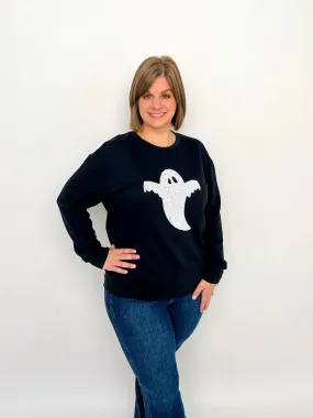 Black Sequin Ghost Sweatshirt