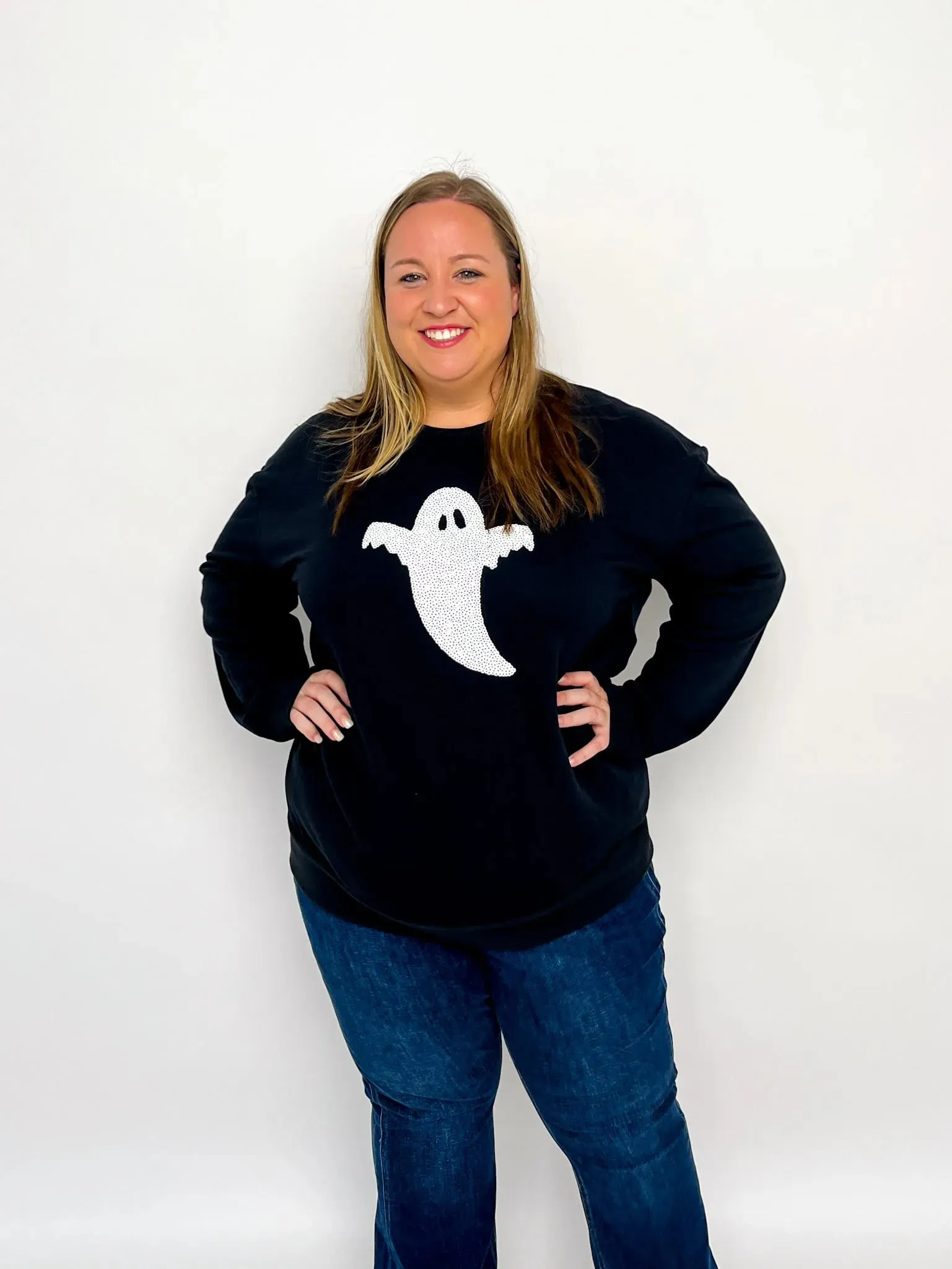 Black Sequin Ghost Sweatshirt