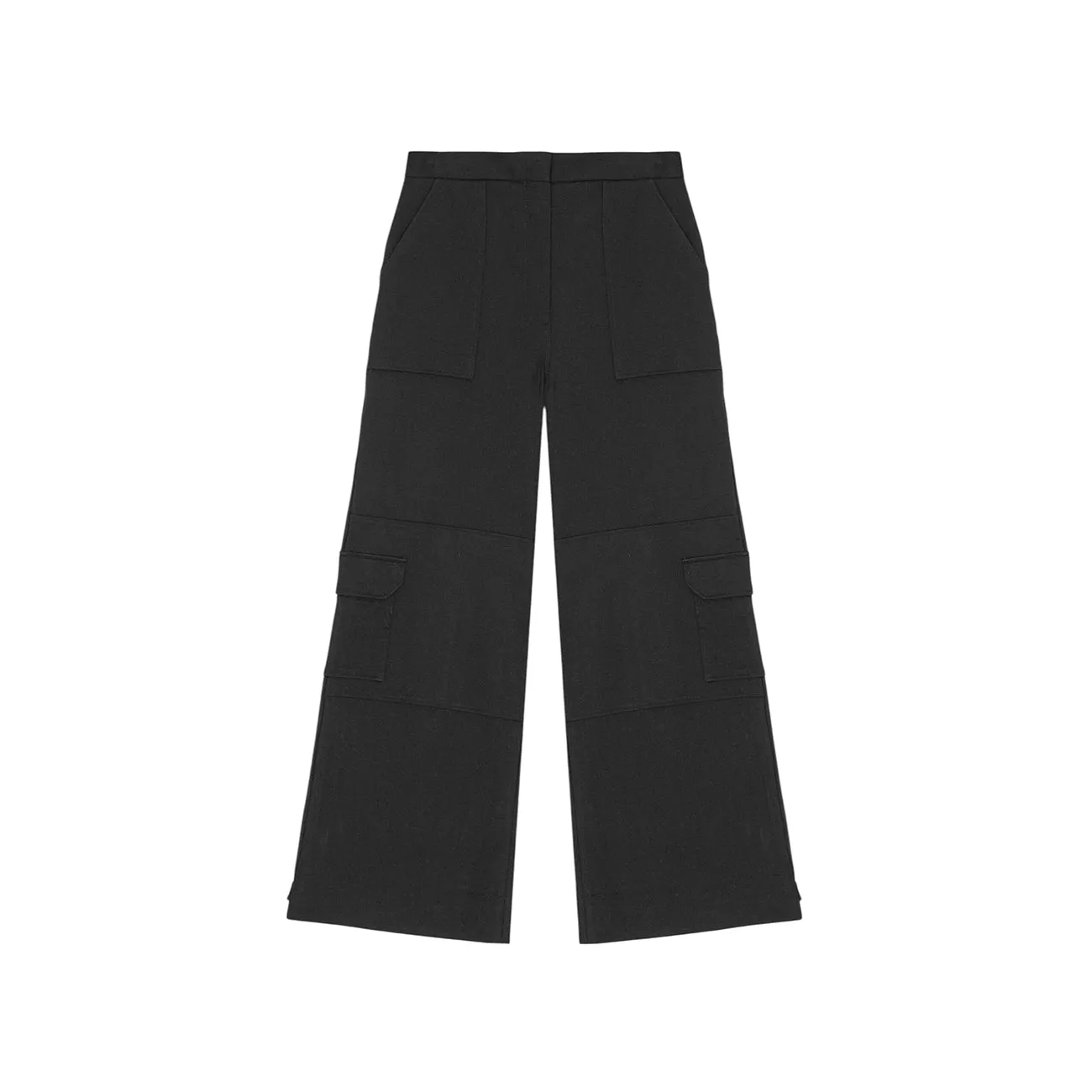 BLACK TWILL SUITING CARGO PANTS
