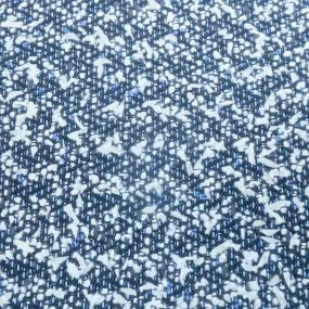 Blue and Black Abstract Texture Threaded Tweed Boucle