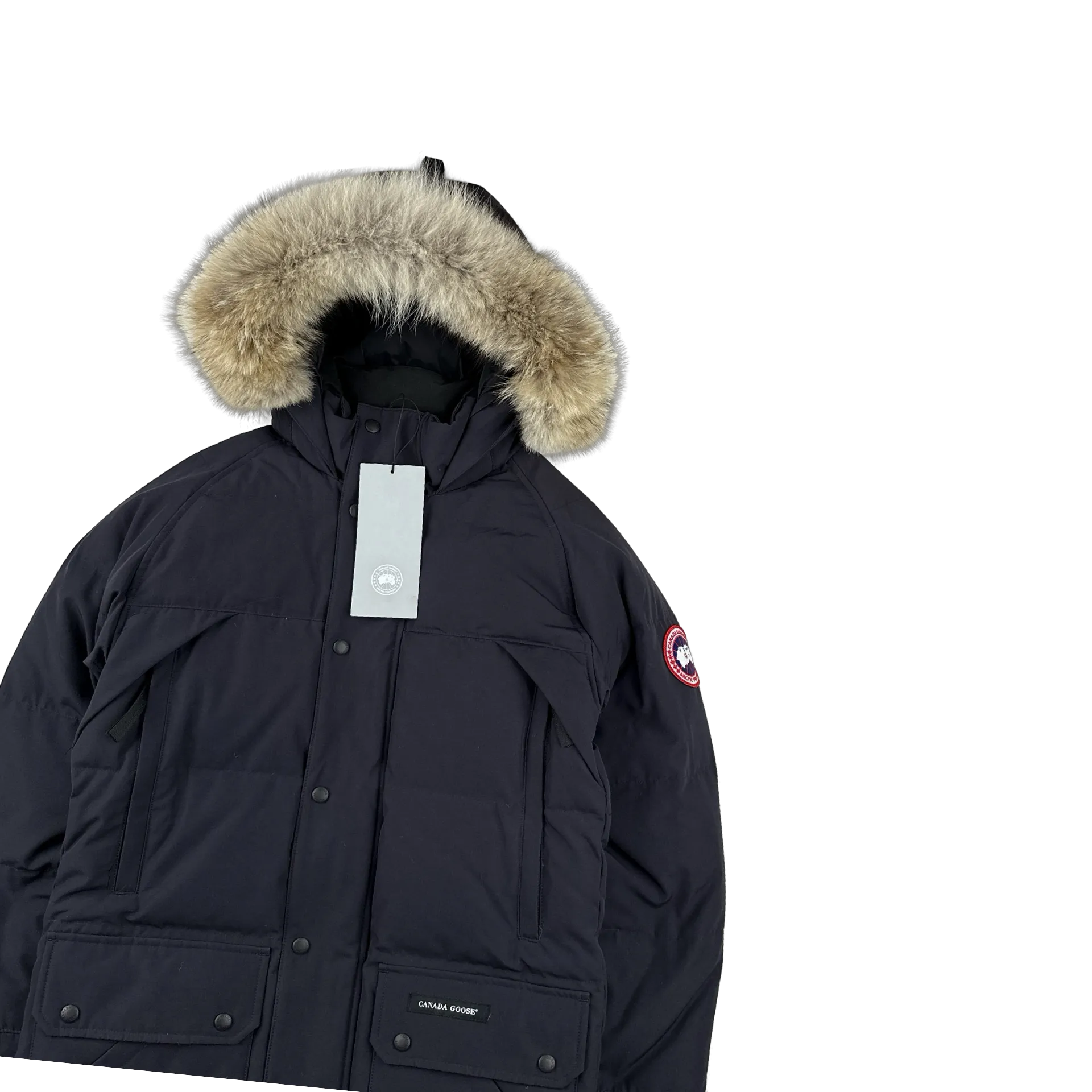 Canada Goose Navy Premium Down Emory Coyote Fur Parka Jacket - Small