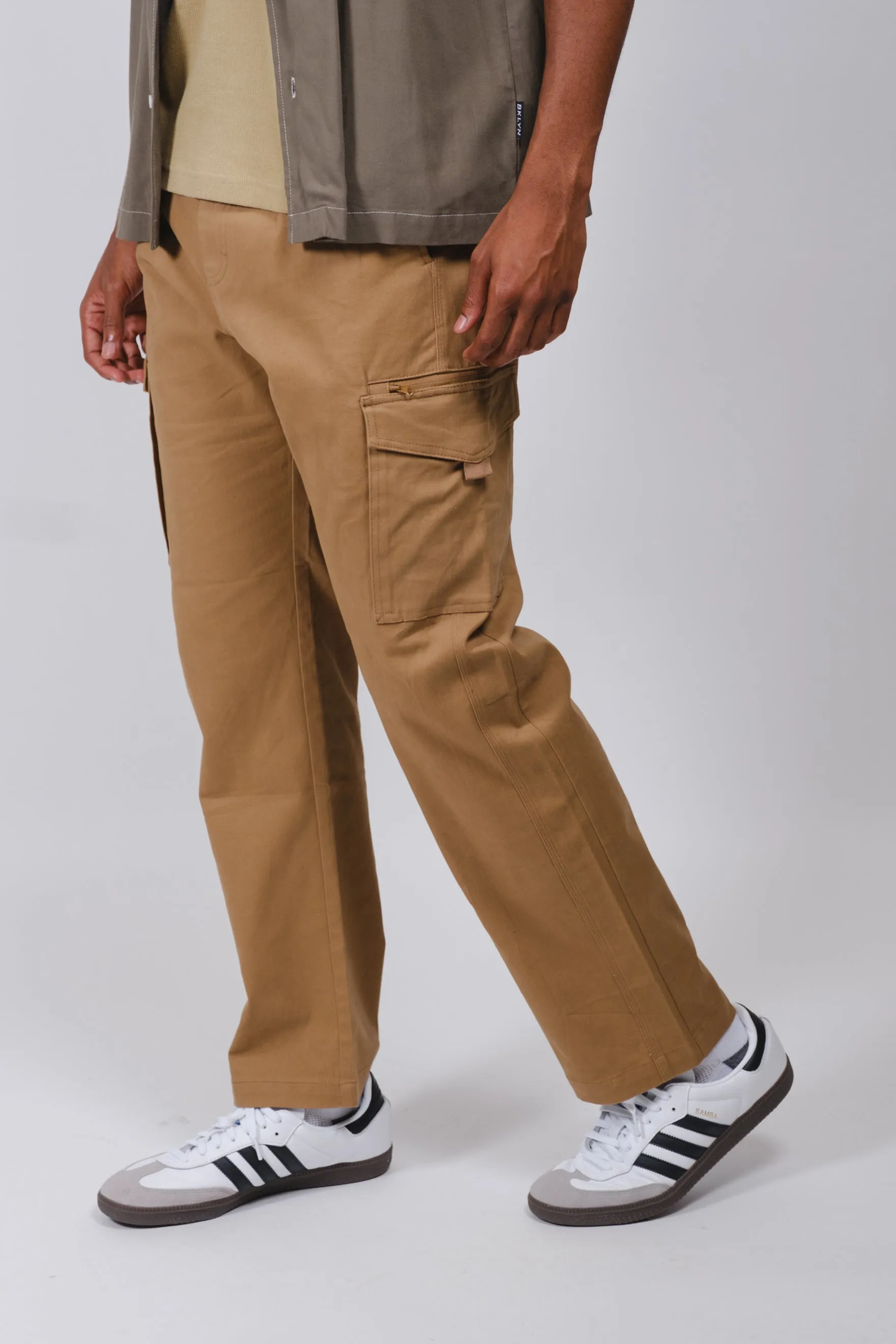 Cargo Pocket Zip Twill Pant