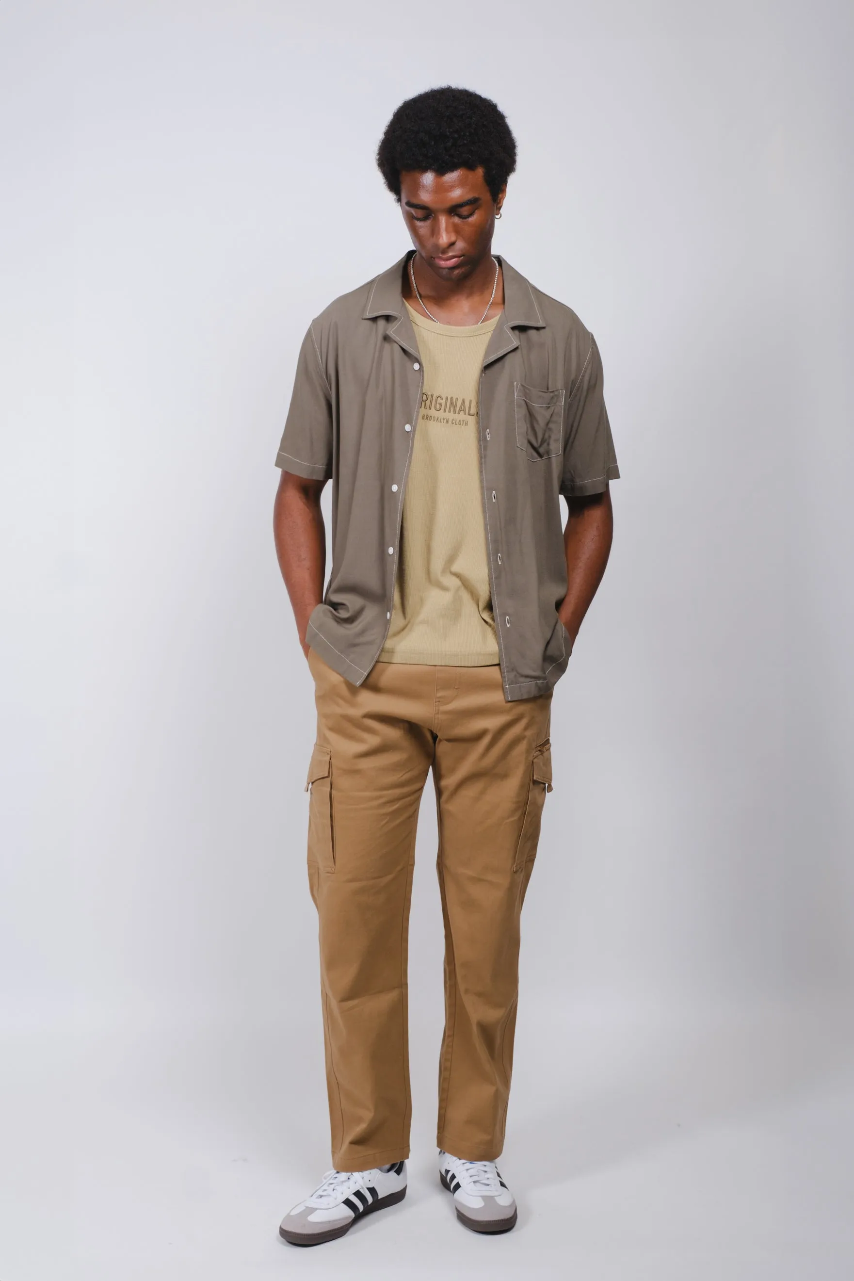 Cargo Pocket Zip Twill Pant