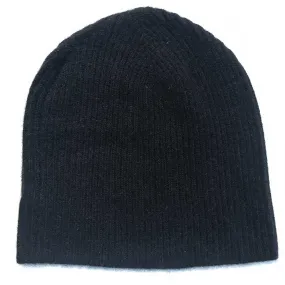 Cashmere Beanie Black Ribbed