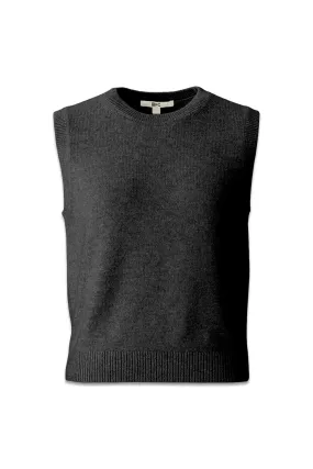 Cashmere Crew Neck Short Jumper (Sleeveless), Black