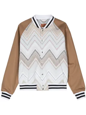 Chevron-Jacquard Towelly Bomber Jacket