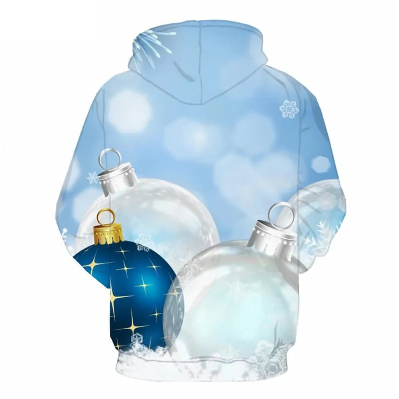 Christmas Hoodie Men Snowflake Hooded Casual Party Hoodie Print New Year 3d Printed