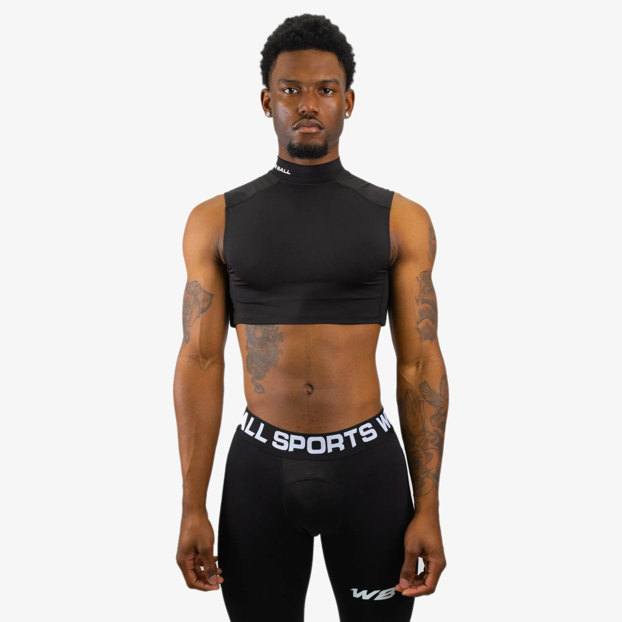 COMPRESSION TURTLE NECK CROP TANK TOP (BLACK)