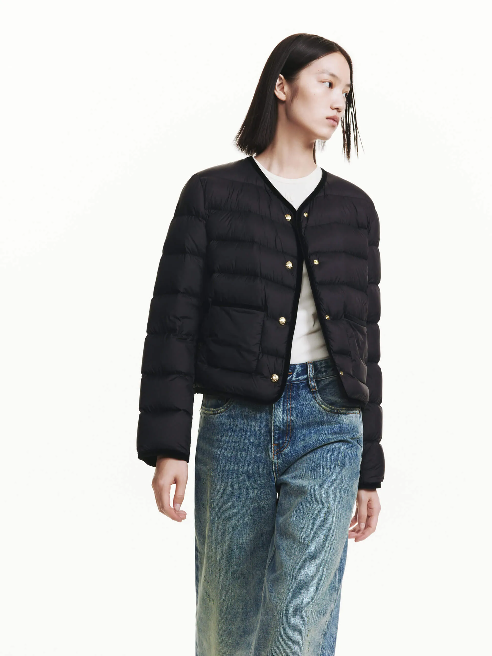 Contrast Quilted Cropped Jacket