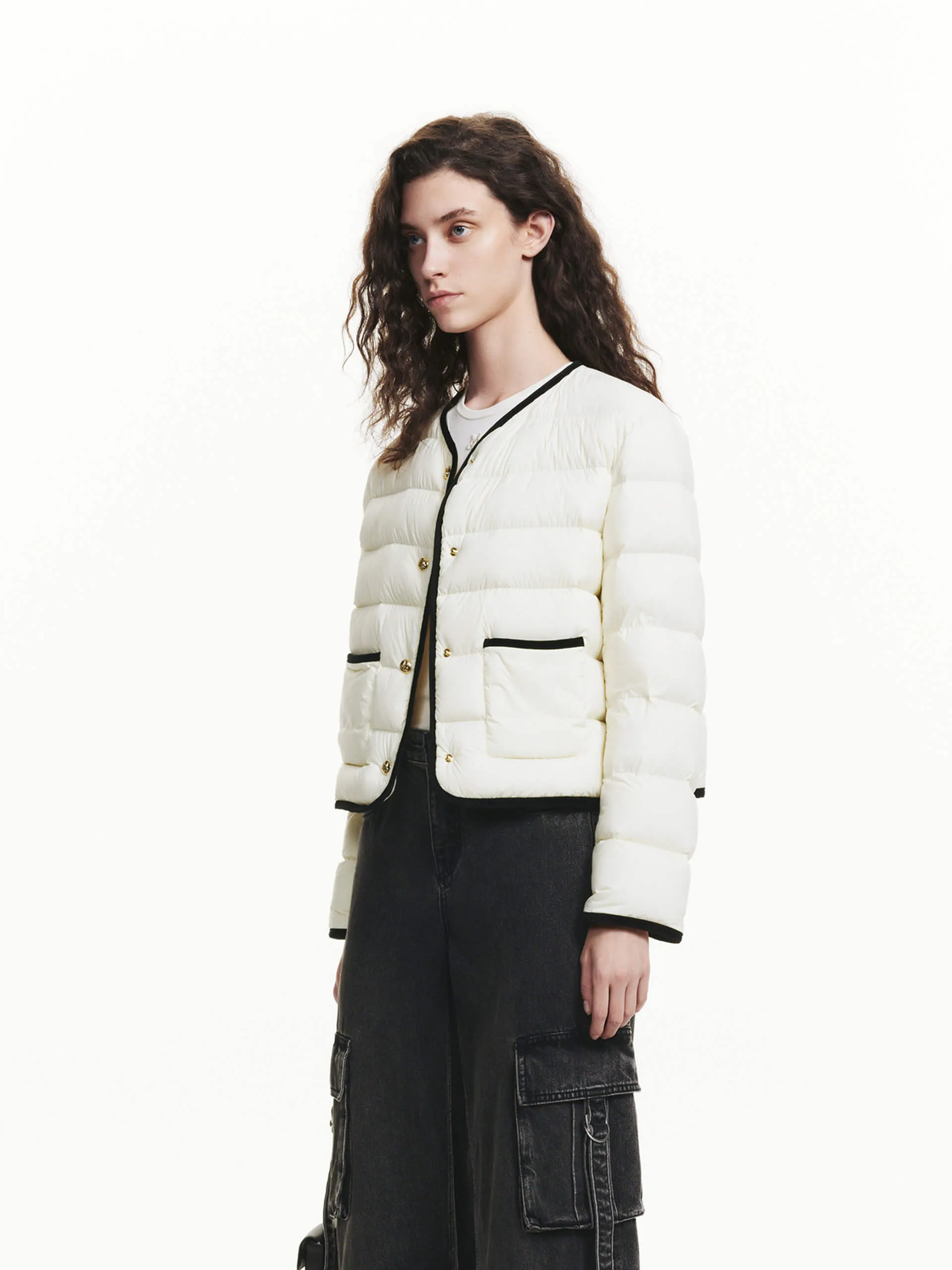 Contrast Quilted Cropped Jacket