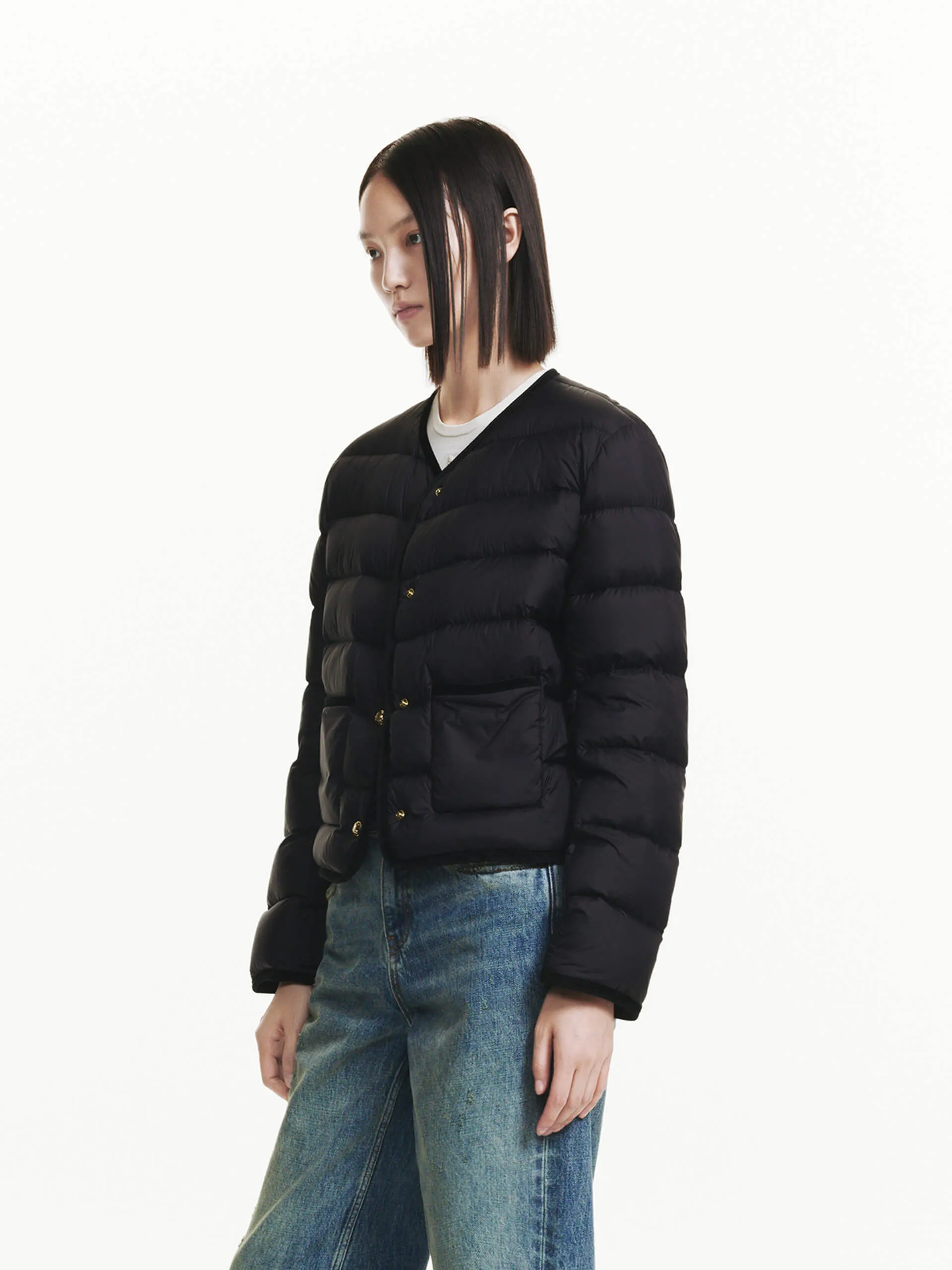 Contrast Quilted Cropped Jacket