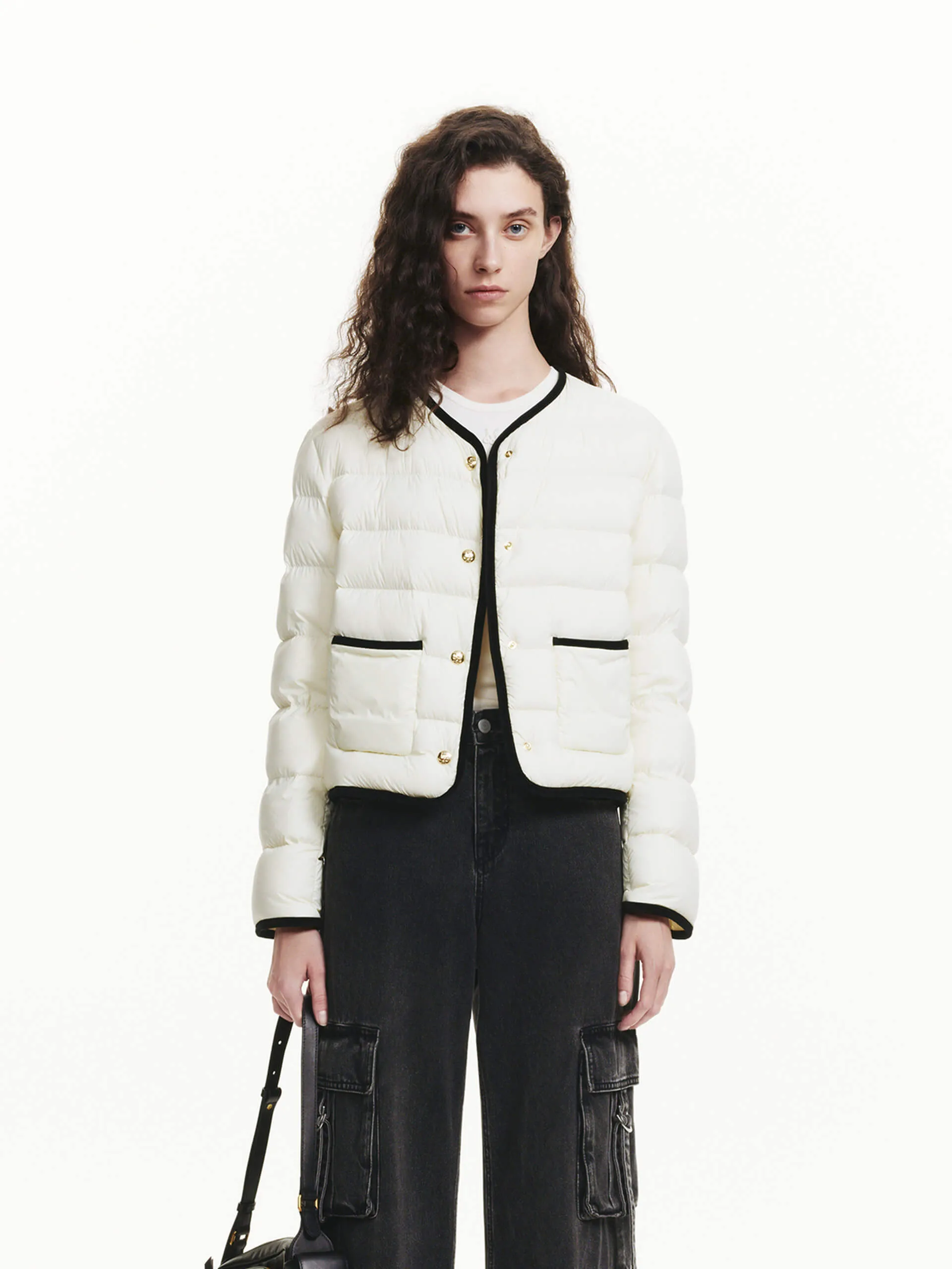 Contrast Quilted Cropped Jacket