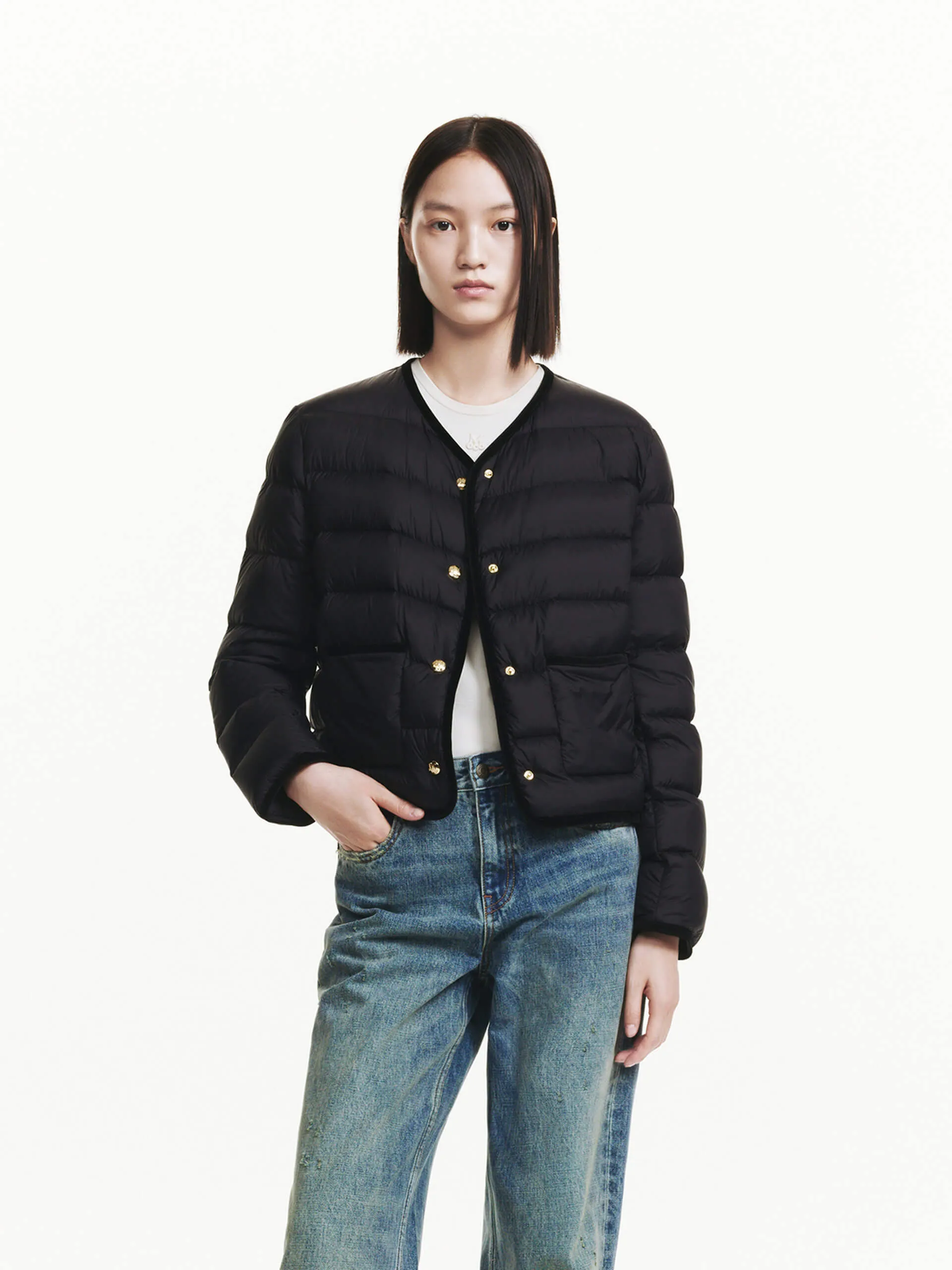 Contrast Quilted Cropped Jacket