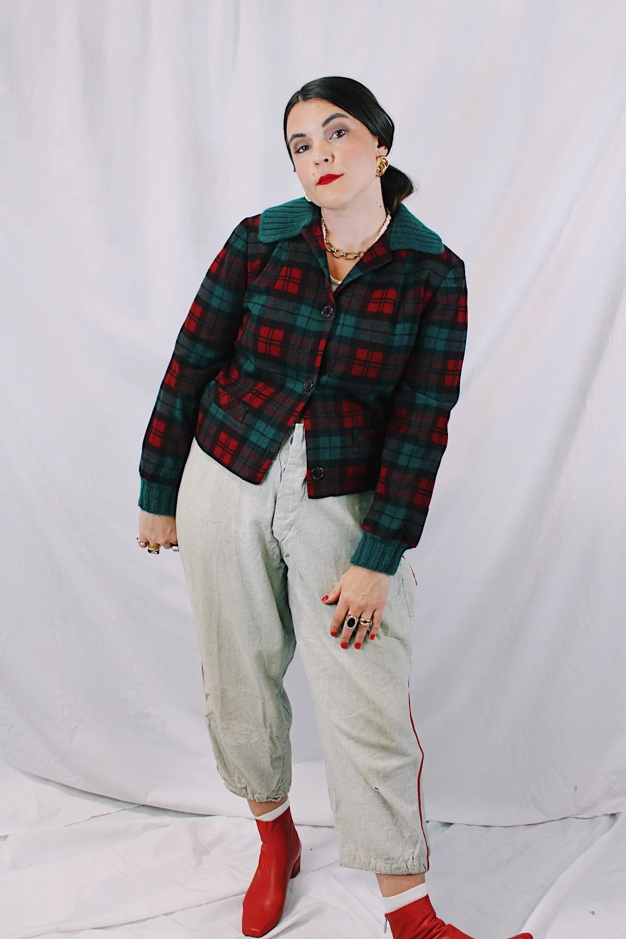 Cropped Plaid Jacket