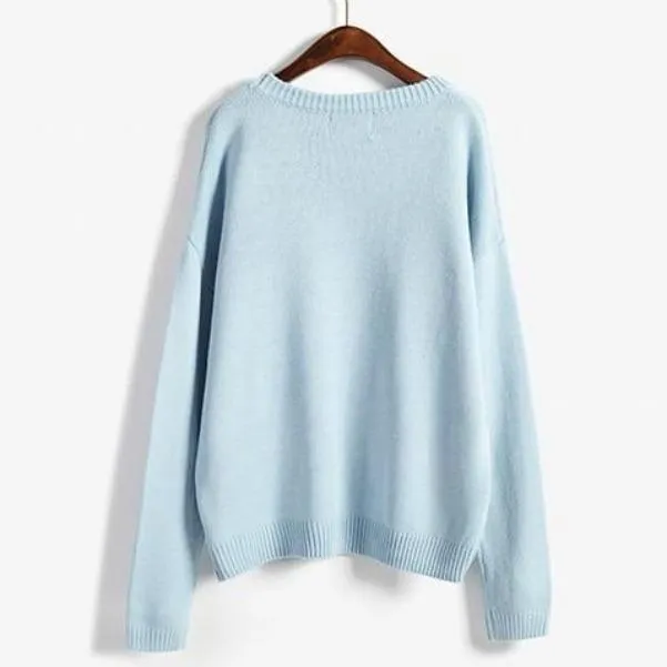 Cute Cloud Print Women's Jumper: 3D effect contrasting clouds