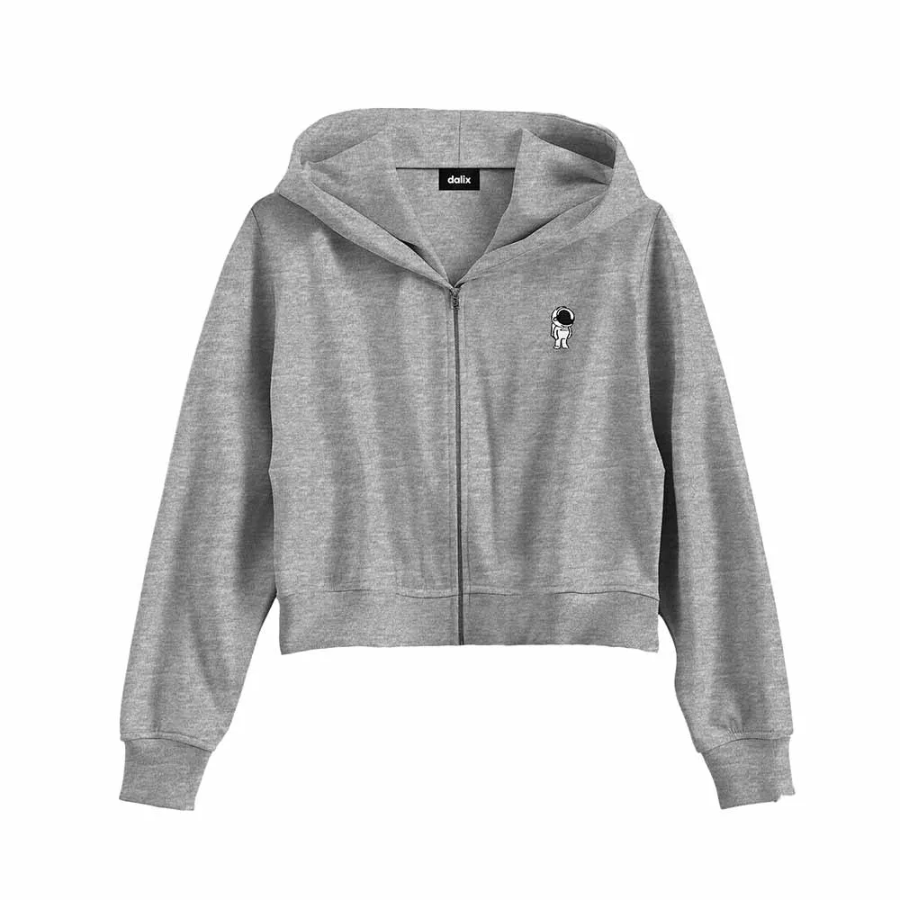 Dalix Astronaut Cropped Zip Hoodie