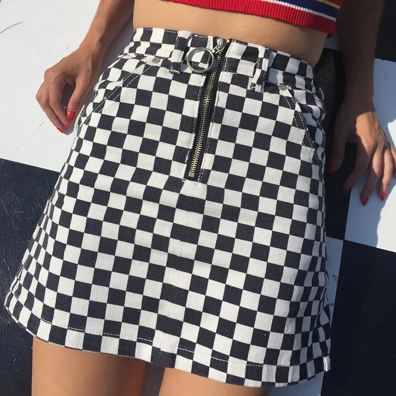 Daphne Checkerboard Mini Skirt