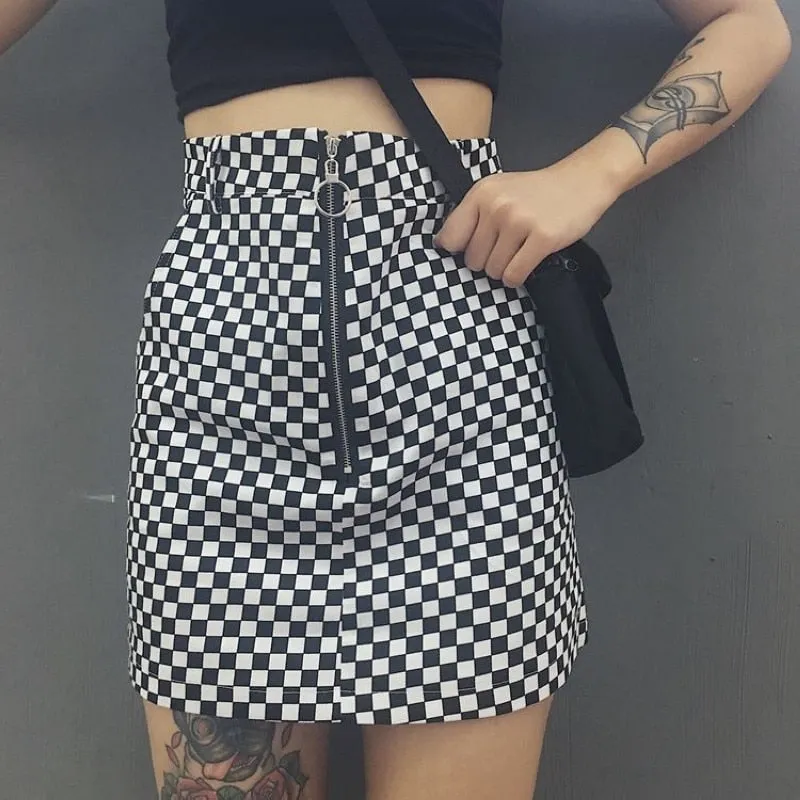 Daphne Checkerboard Mini Skirt