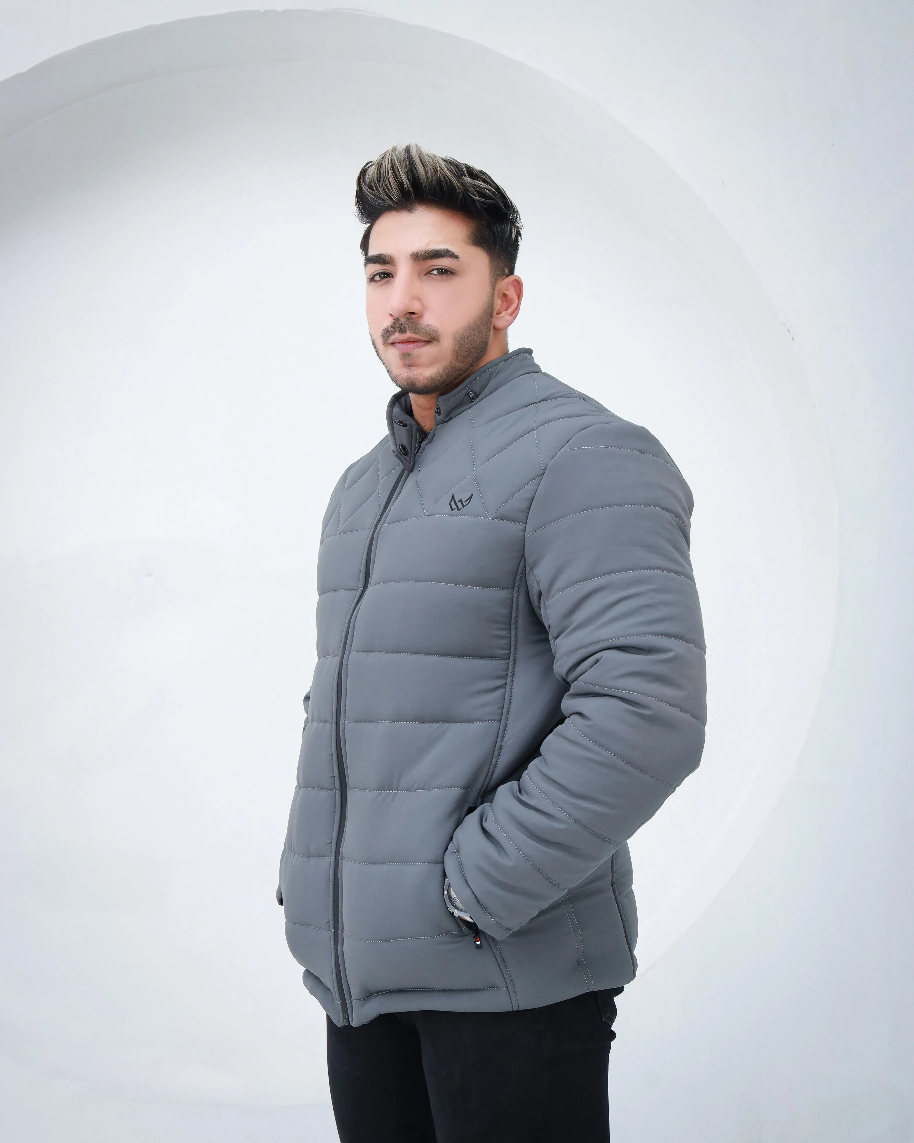 Diamond Quilted Jacket - Grey