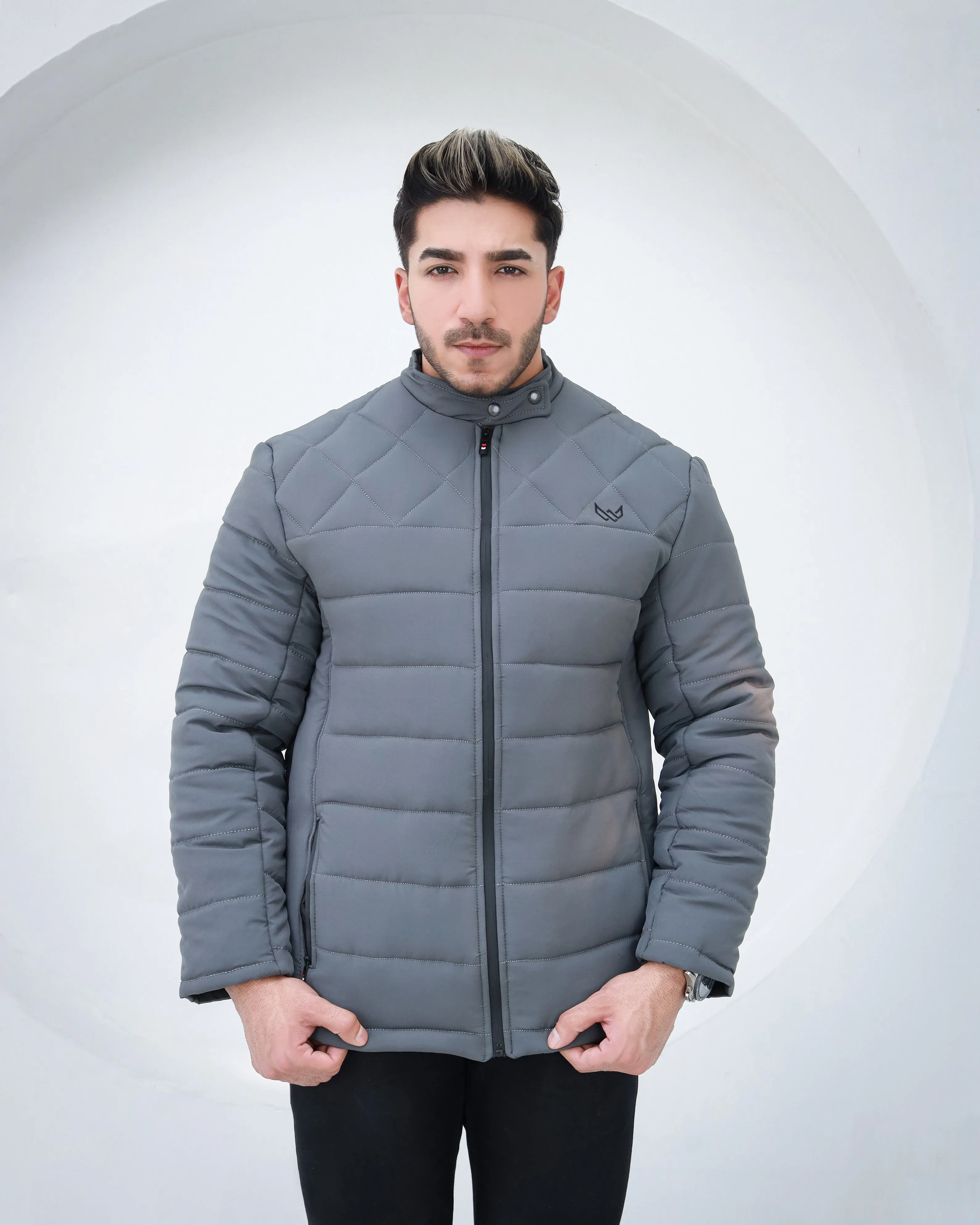 Diamond Quilted Jacket - Grey