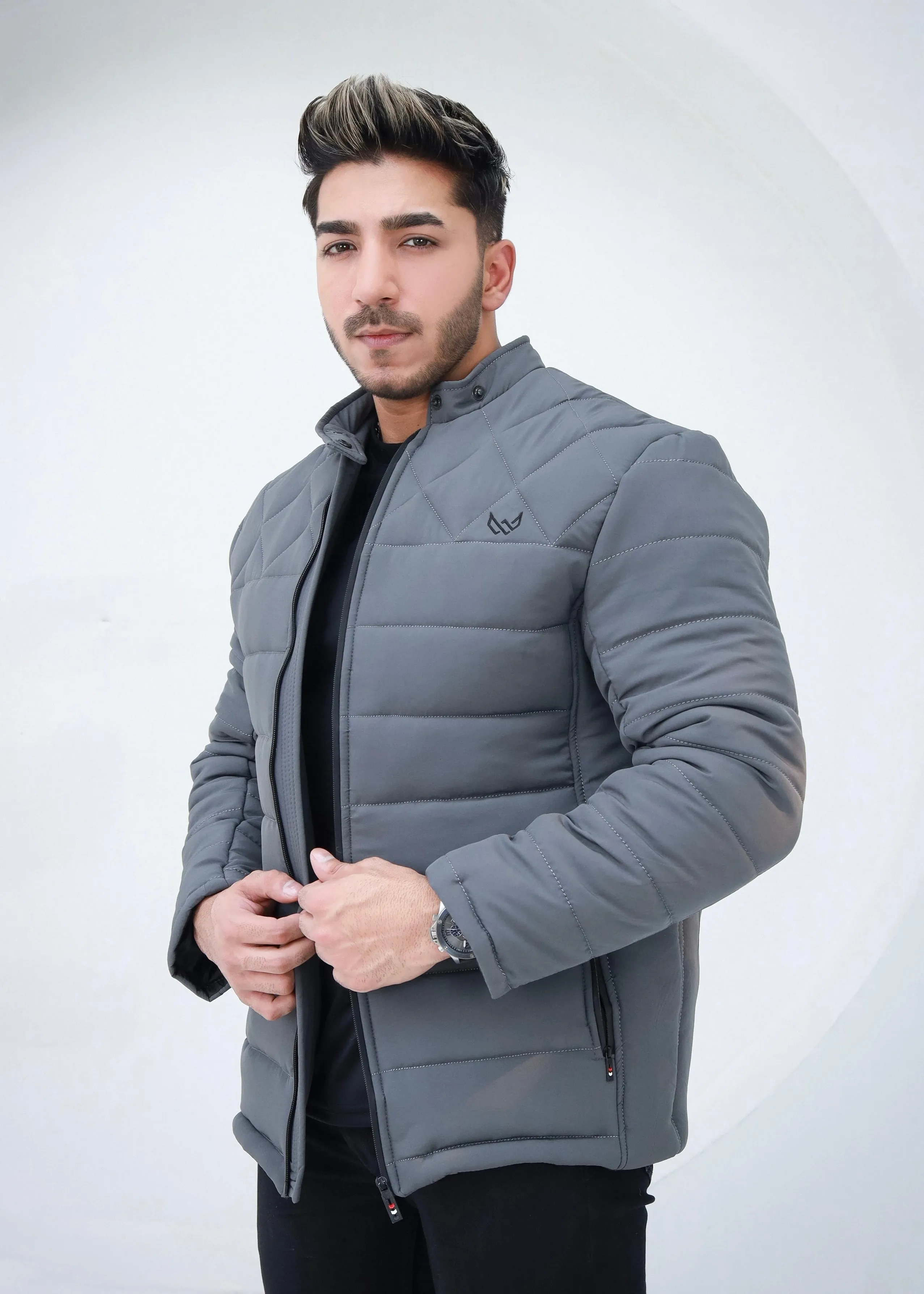 Diamond Quilted Jacket - Grey