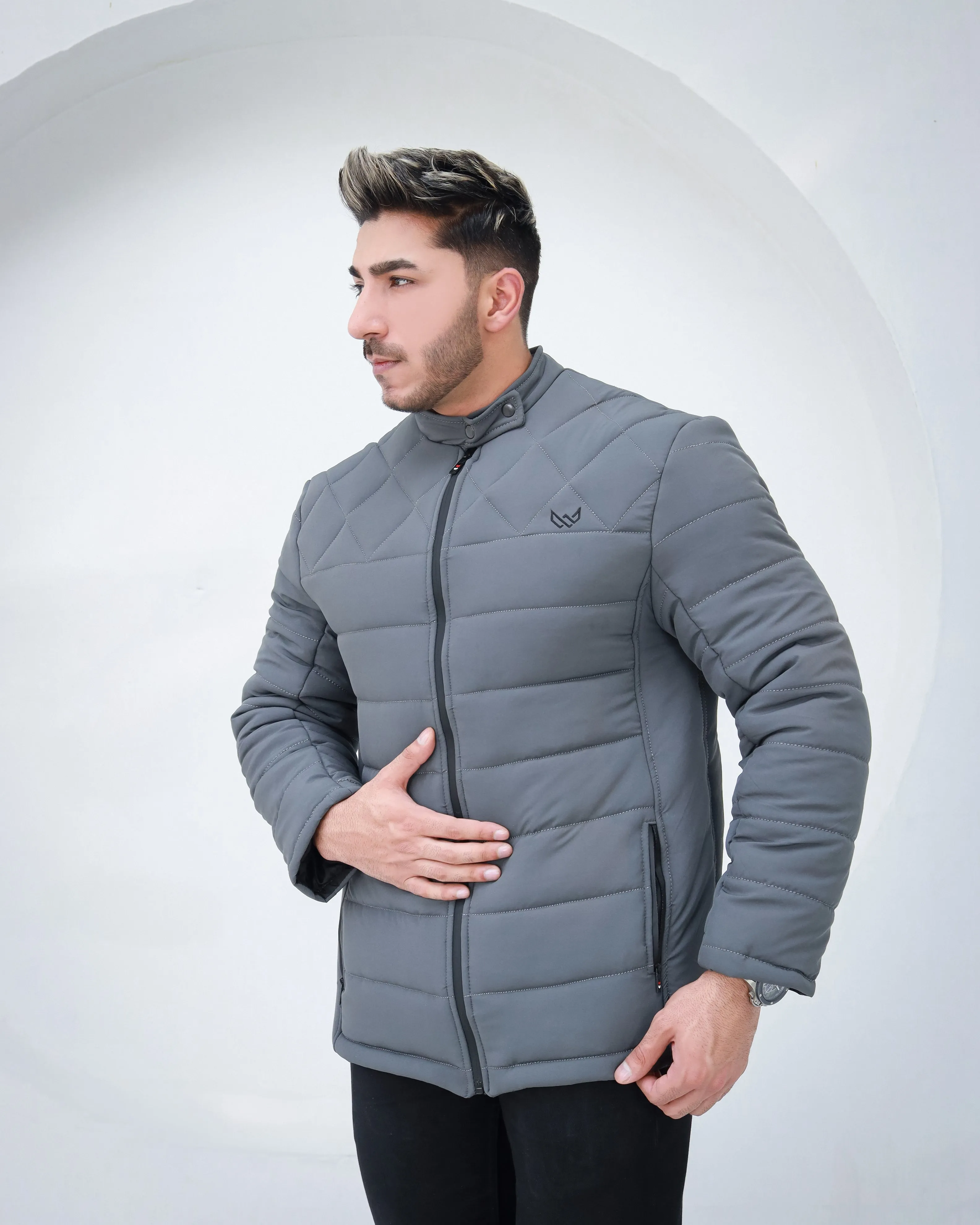 Diamond Quilted Jacket - Grey