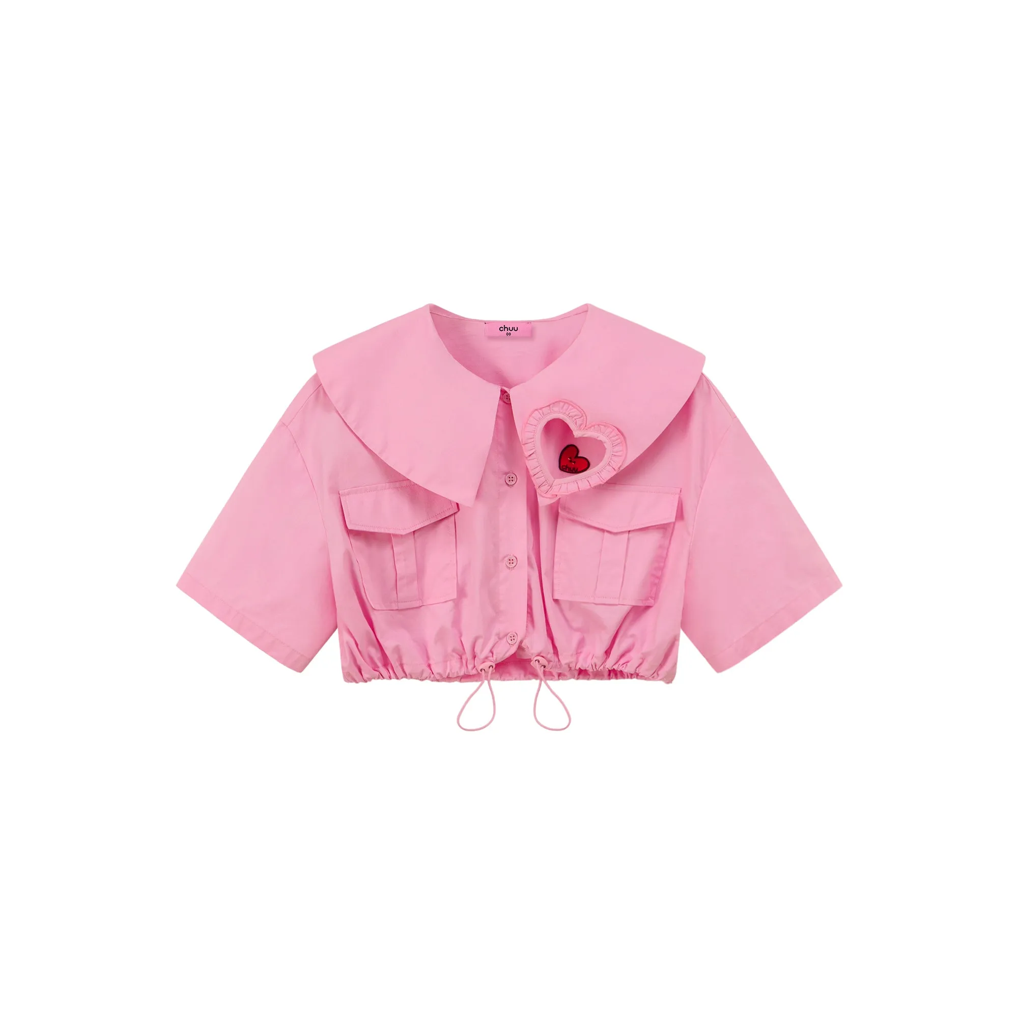 Doll Collar Cropped Shirt Jacket