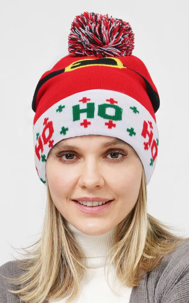 EHT10845 CHRISTMAS HOHOHO POMPOM BEANIE