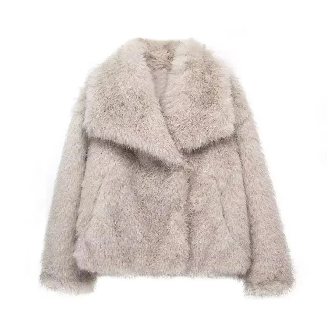 Faux Fur Long Sleeve Coat