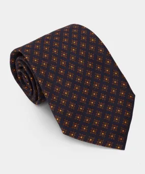 Floral Medallion Silk Tie in Navy