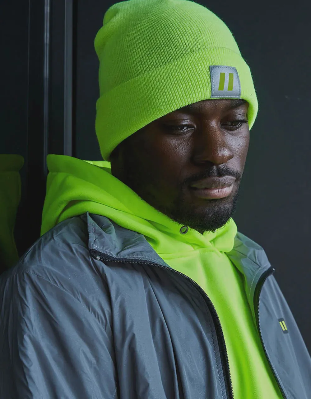 Forcefield Toque with Reflective Patch- Hi-vis yellow , Grey