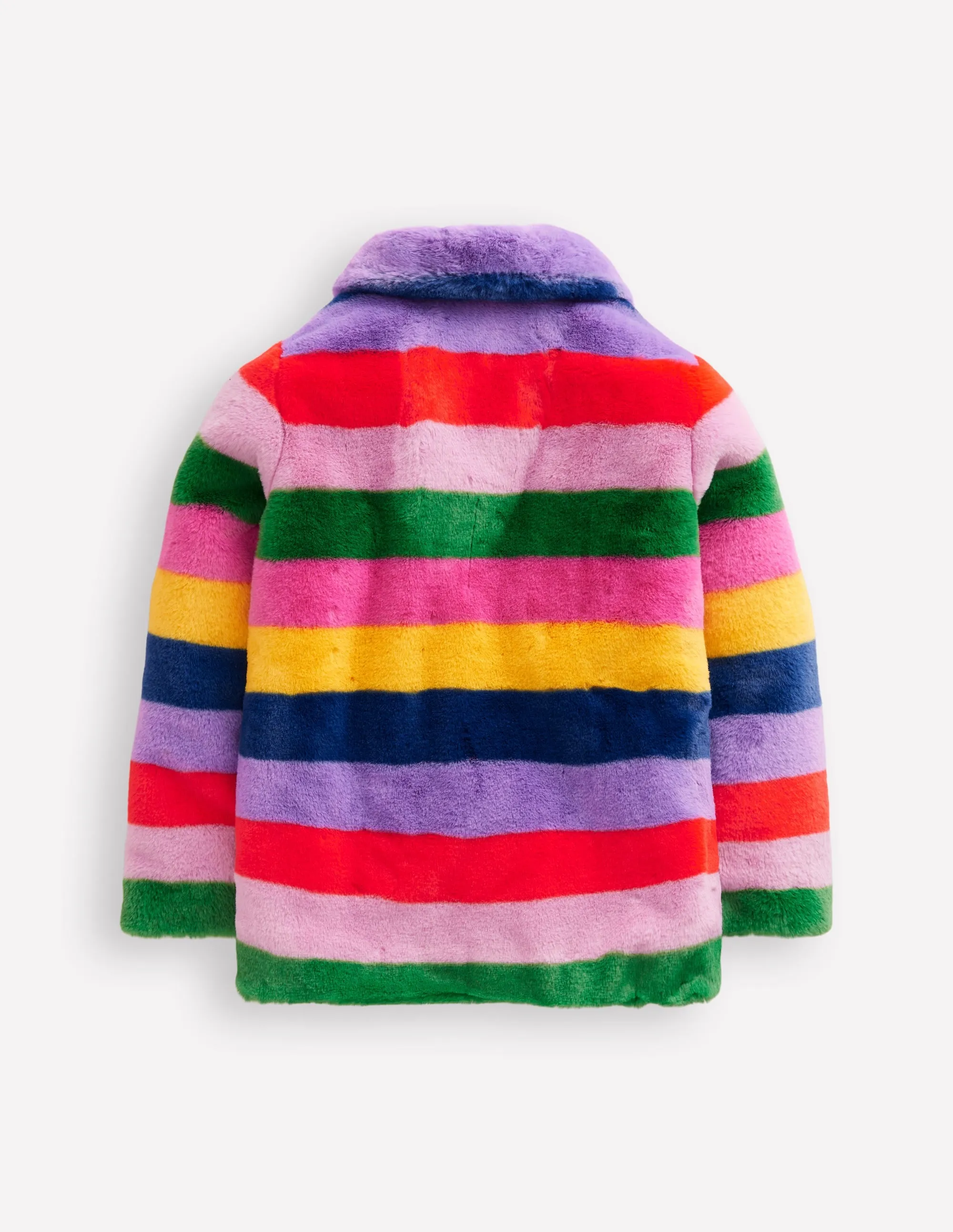 Fun Faux Fur Coat-Rainbow Fur Stripe