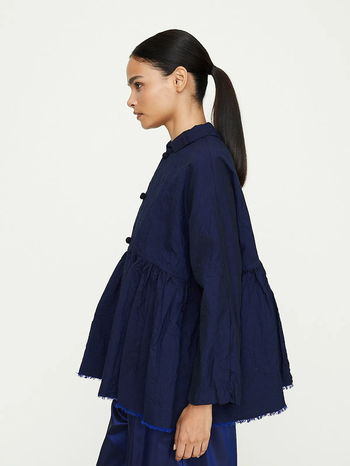 Giacca Jacket in Campanella Lavata in Electric Blue/Black