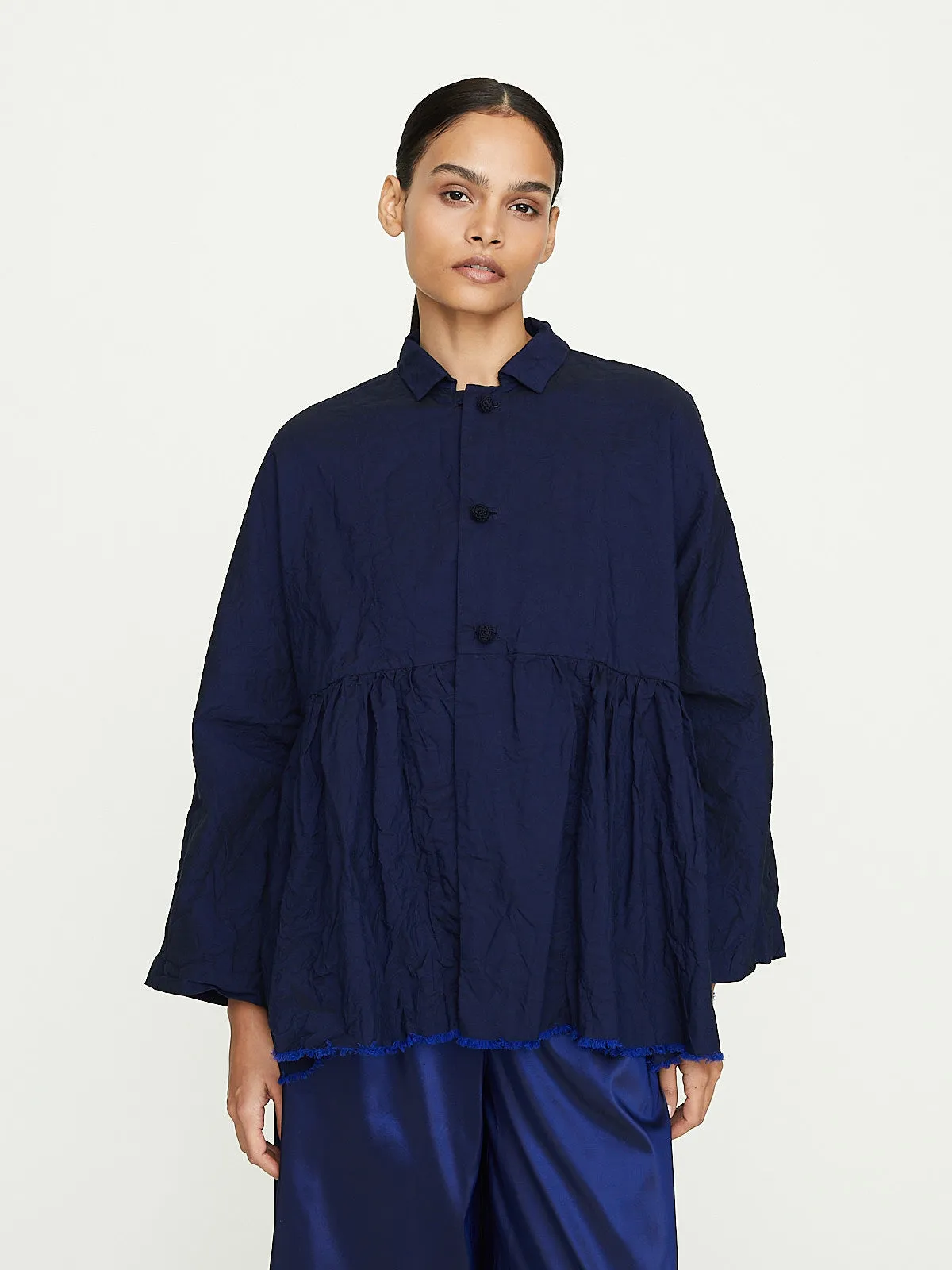 Giacca Jacket in Campanella Lavata in Electric Blue/Black