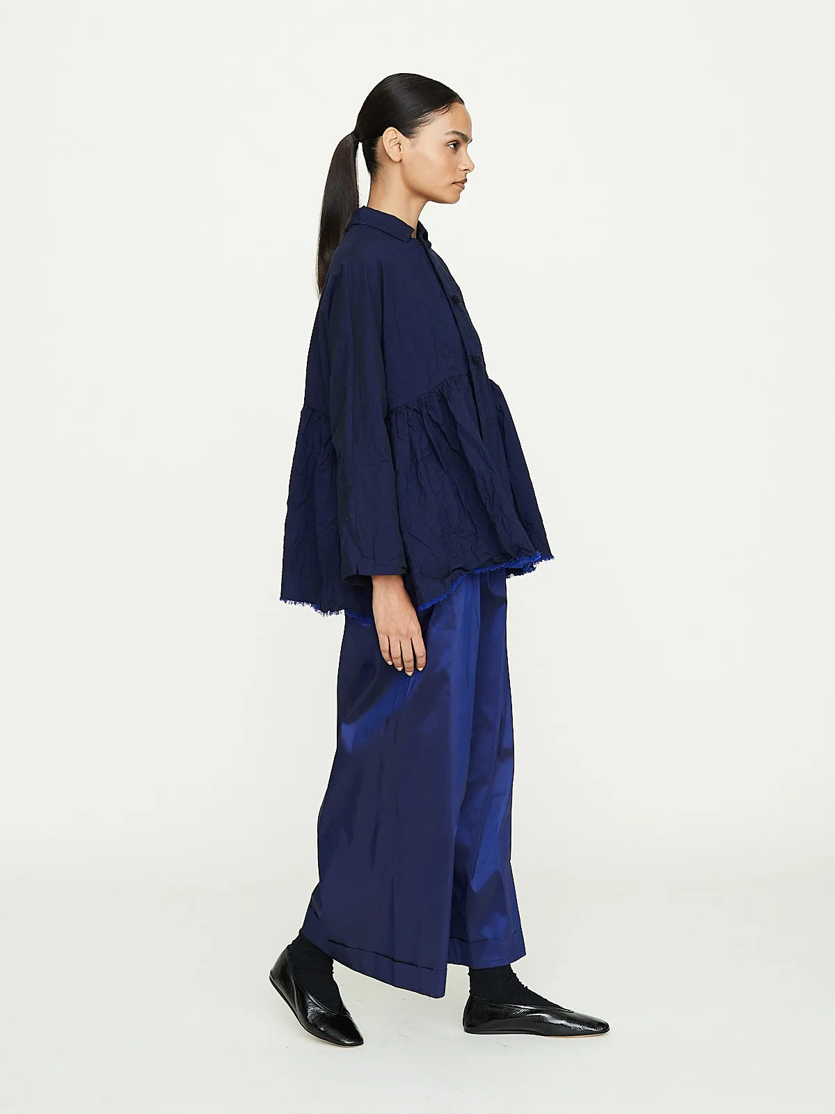 Giacca Jacket in Campanella Lavata in Electric Blue/Black