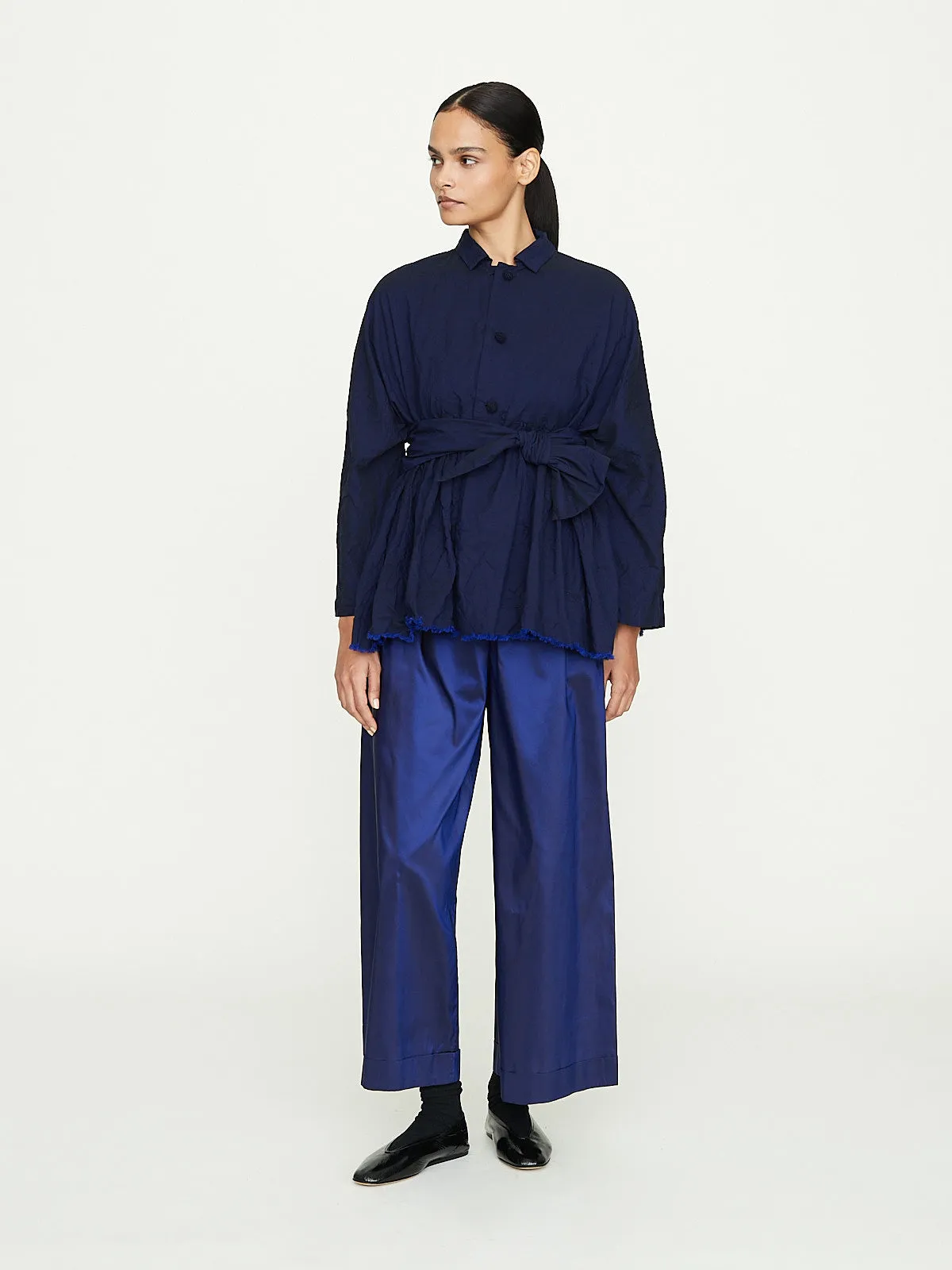 Giacca Jacket in Campanella Lavata in Electric Blue/Black