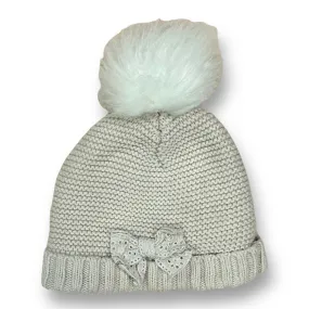 Girls Size 3-6 Months Beige Knit Winter Pom Beanie Hat