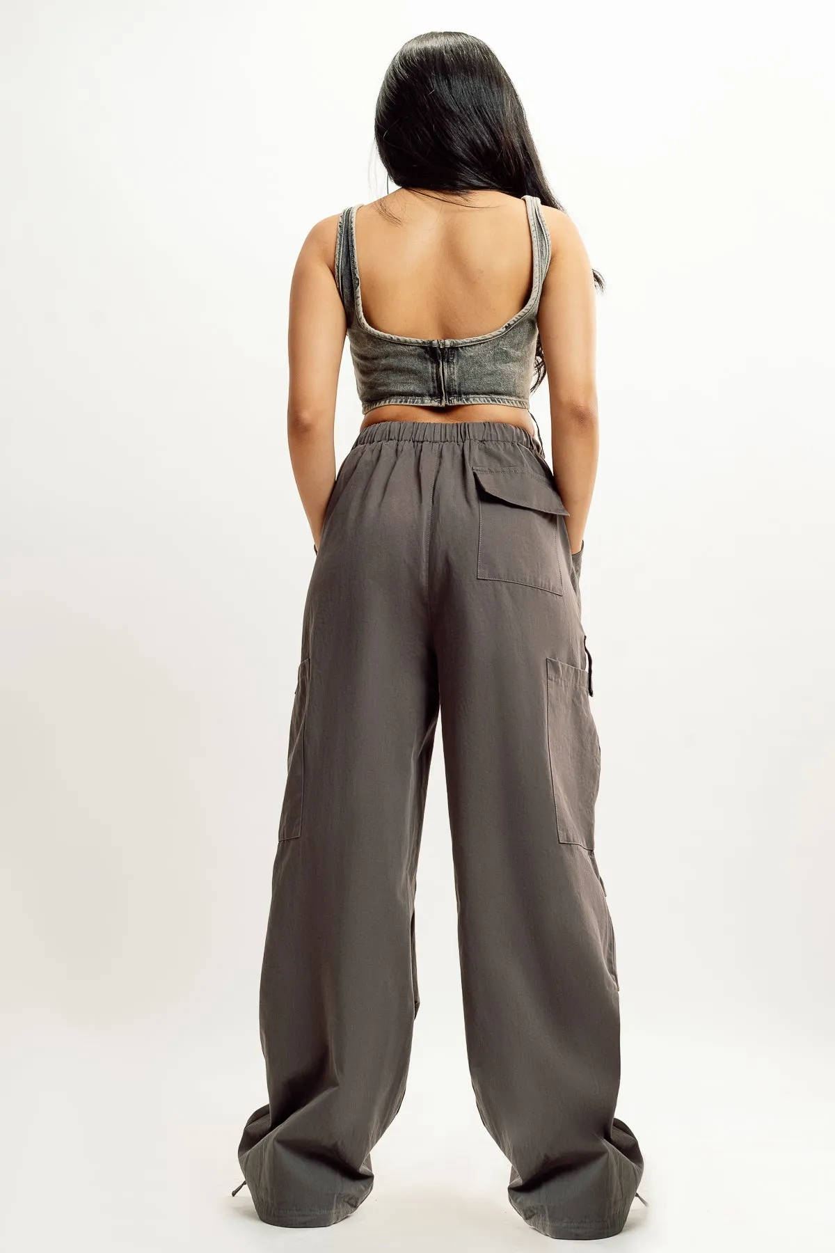 Grey Drawstring Cargo Pant